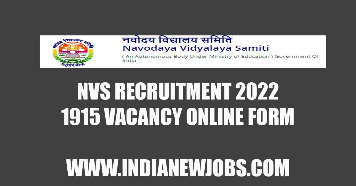NVS recruitment 2022 online form